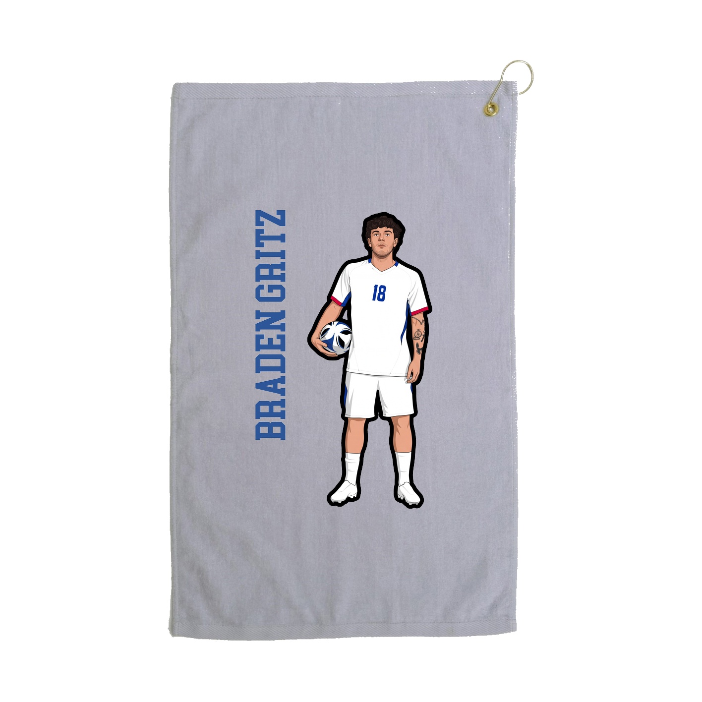 Golf Towel — Name Vertical in Grey