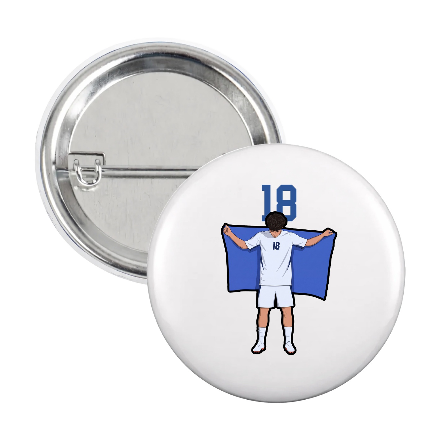 Game Day Button — Number Top in White