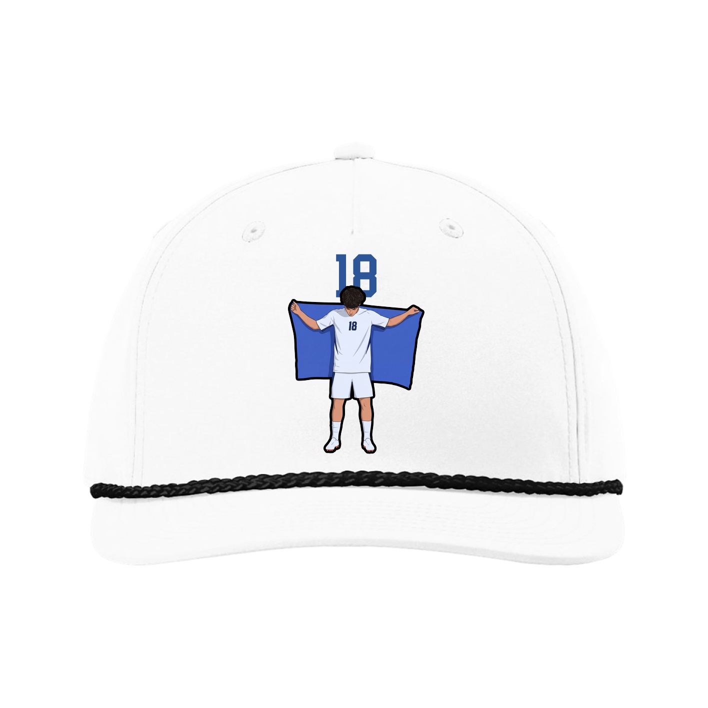 Five-Panel Classic Rope Cap — Number Top in White