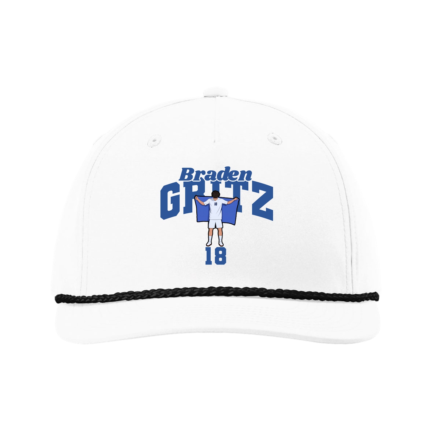 Five-Panel Classic Rope Cap — Signature Arch in White