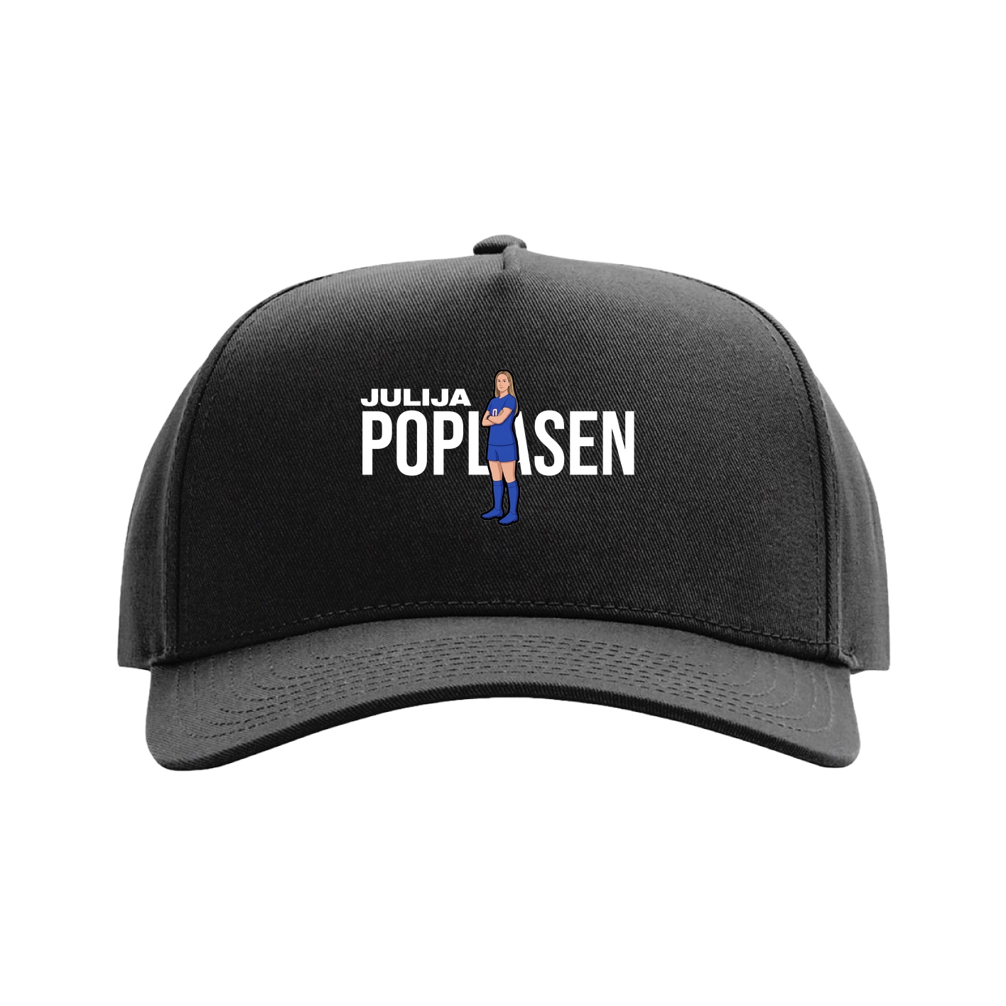 Full Fabric Five-Panel Champ Cap — Player Name in Black