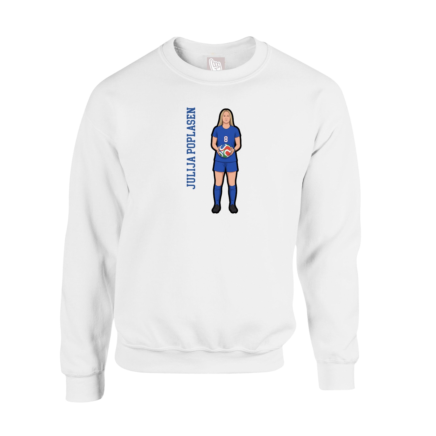 Fleece Crew — Name Vertical in White