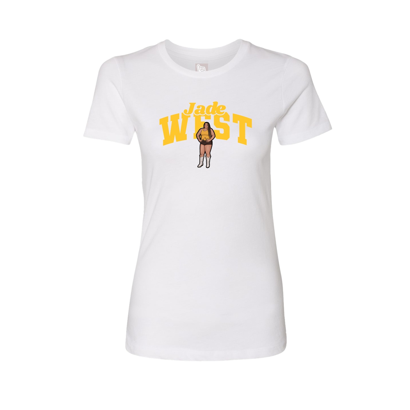 Fitted Women's Tee — Signature Arch in White