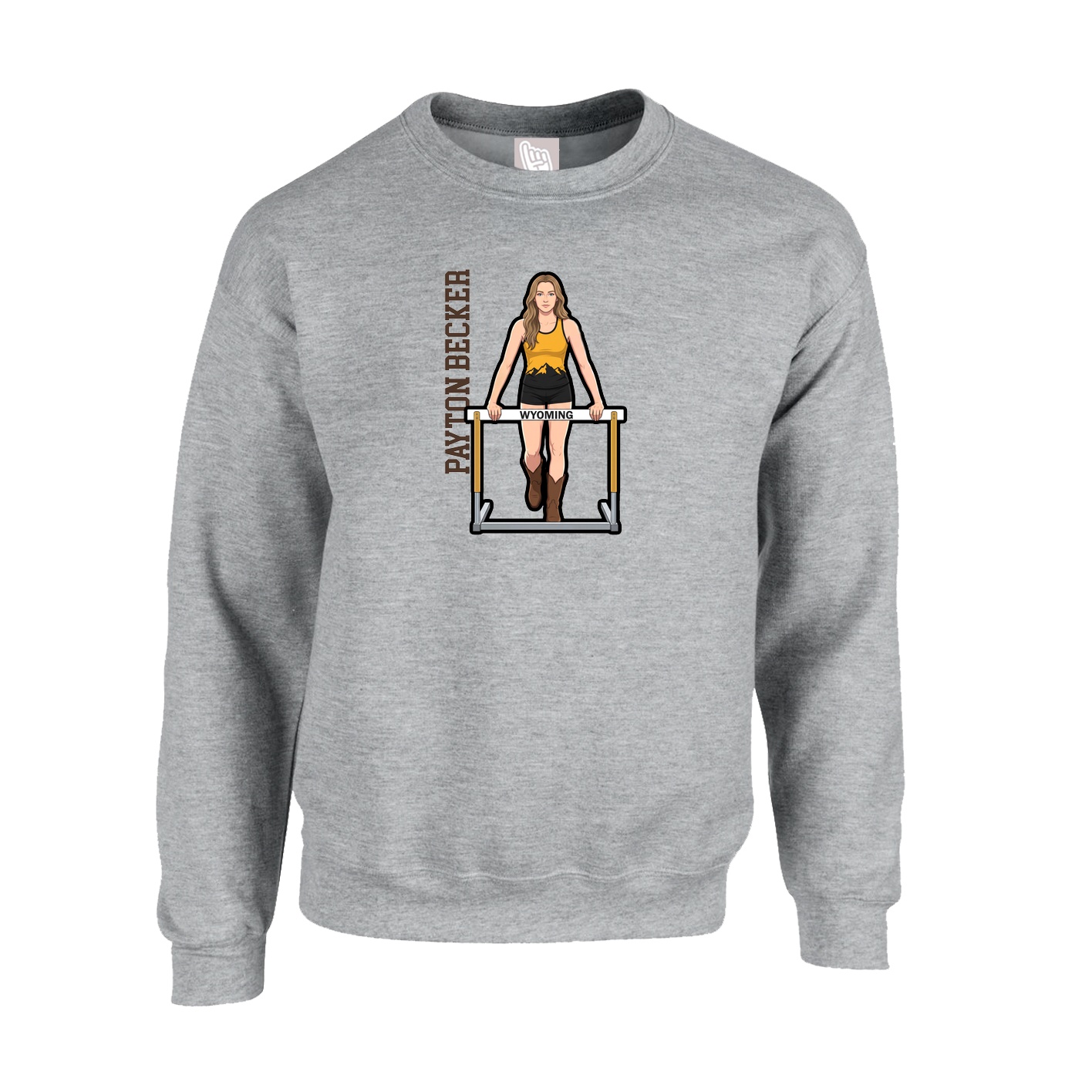 Fleece Crew — Name Vertical in Grey