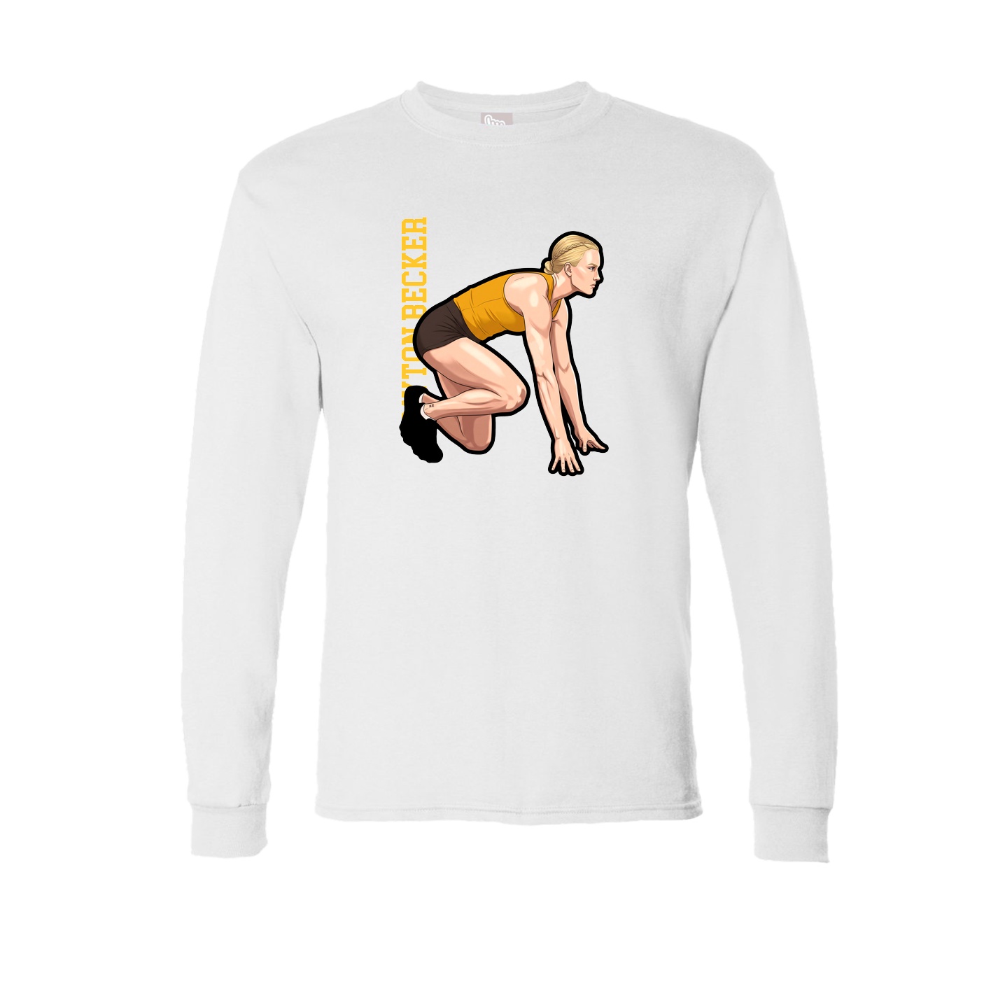 Long Sleeve Tee — Name Vertical in White