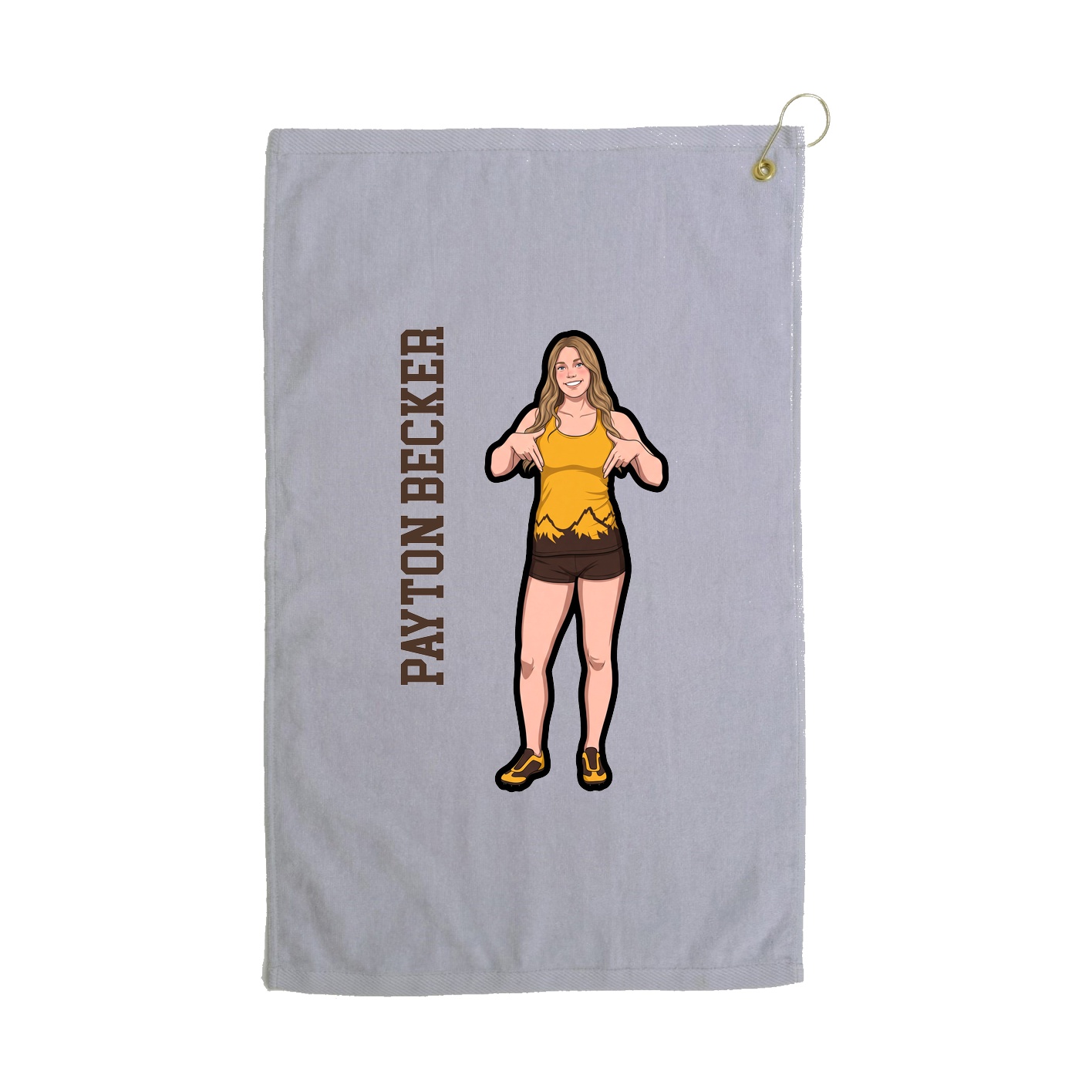 Golf Towel — Name Vertical in Grey