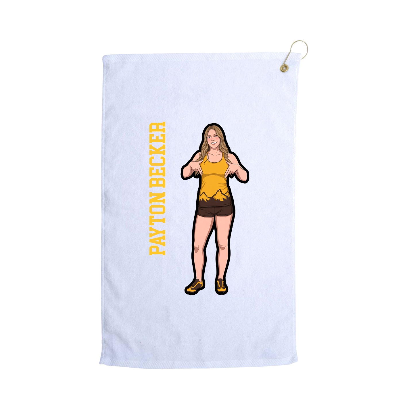 Golf Towel — Name Vertical in White