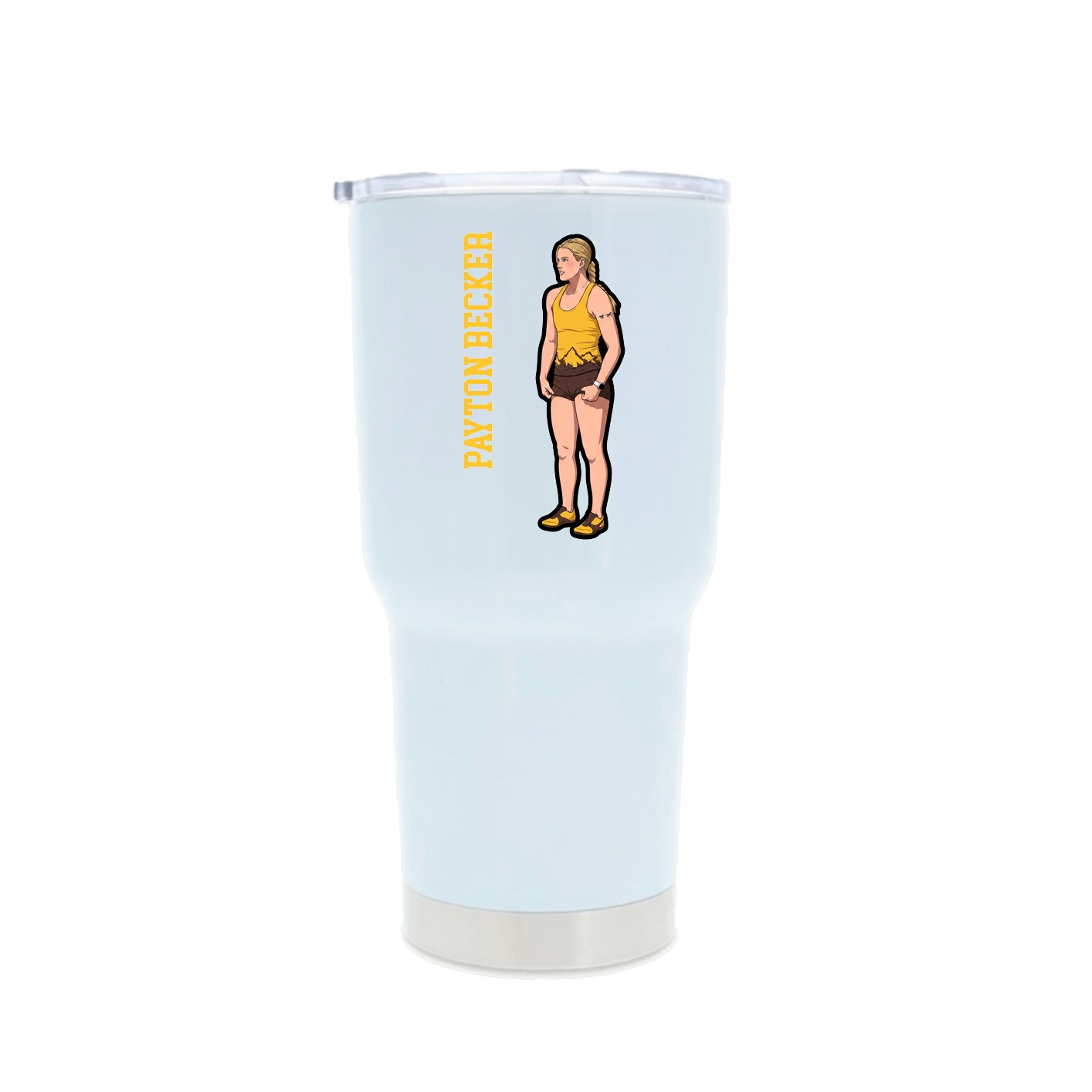 30oz Stainless Steel Tumbler — Name Vertical in White