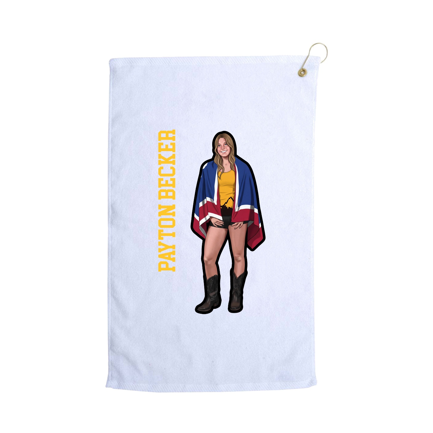 Golf Towel — Name Vertical in White