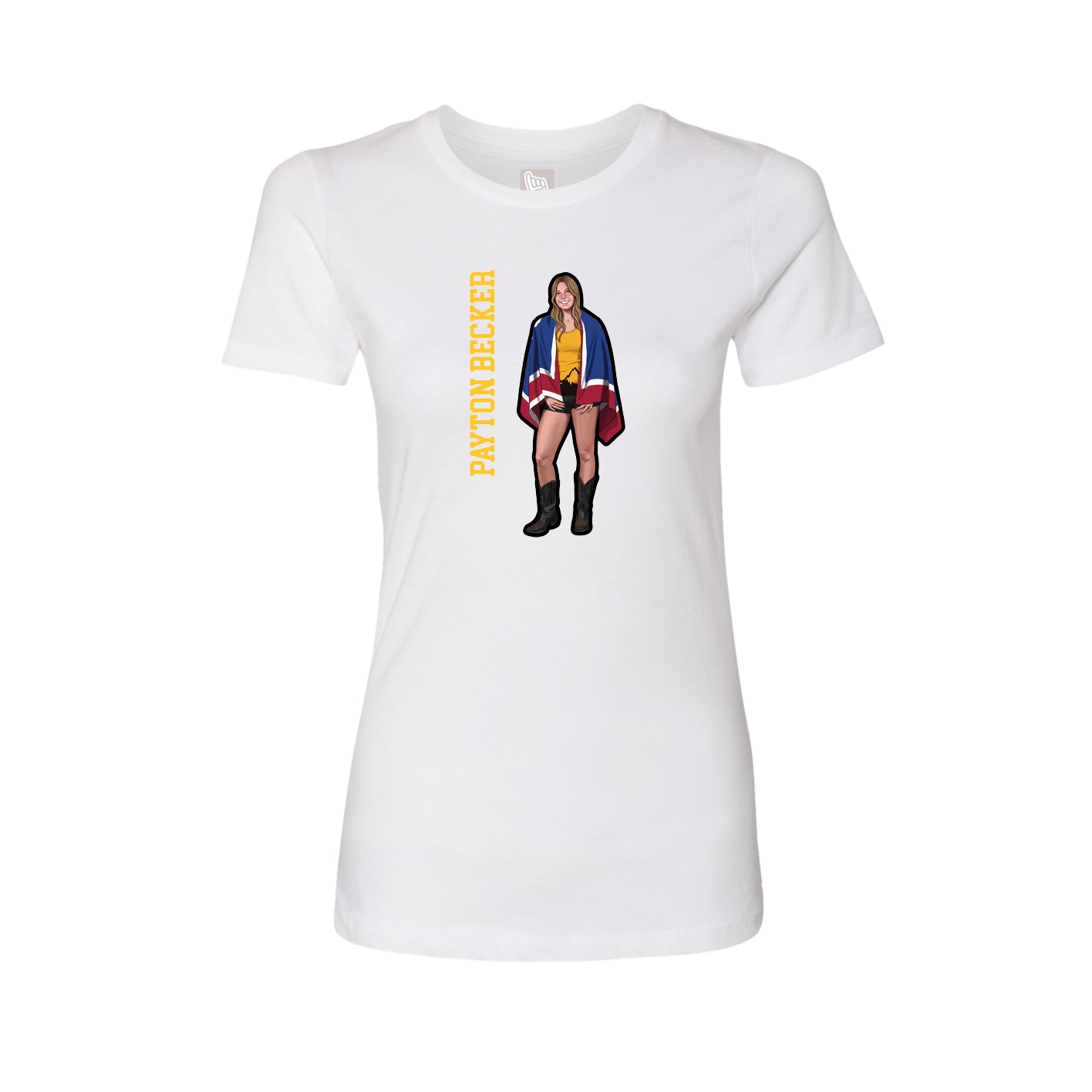 Womens Tee — Name Vertical in White