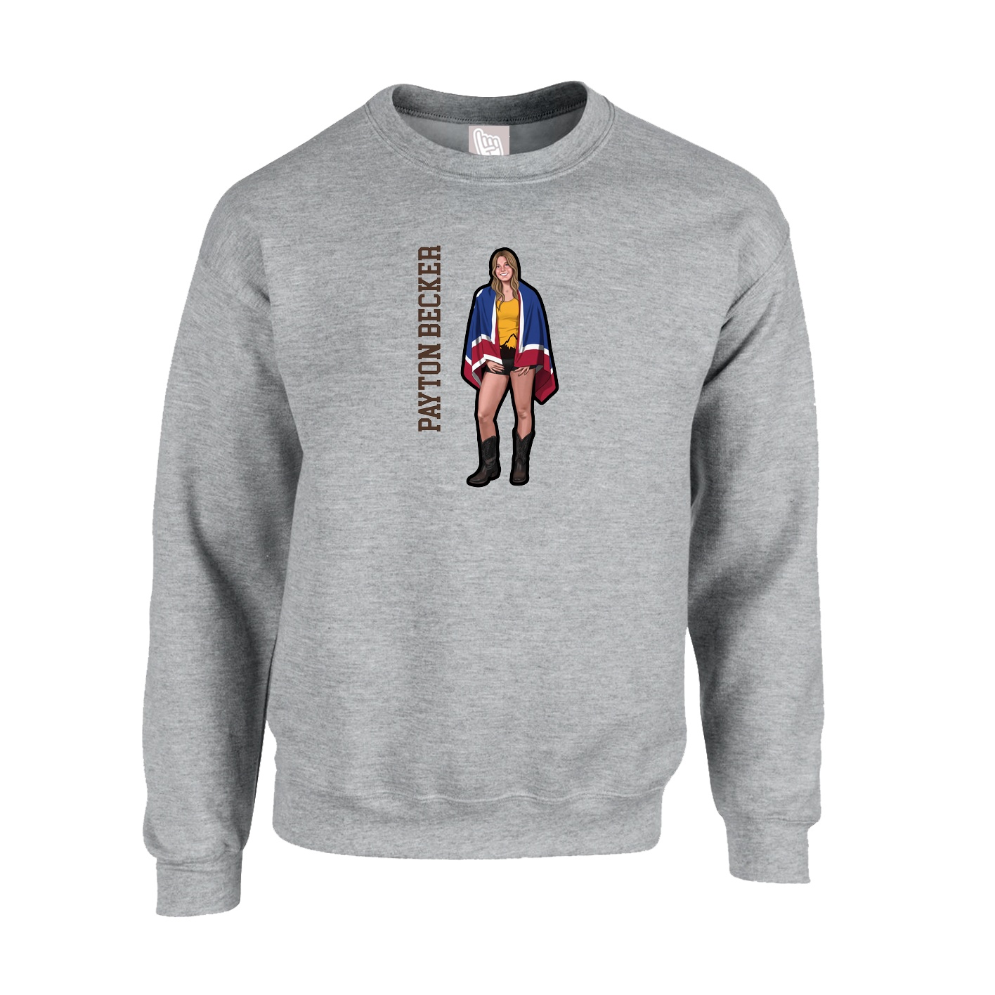 Fleece Crew — Name Vertical in Grey