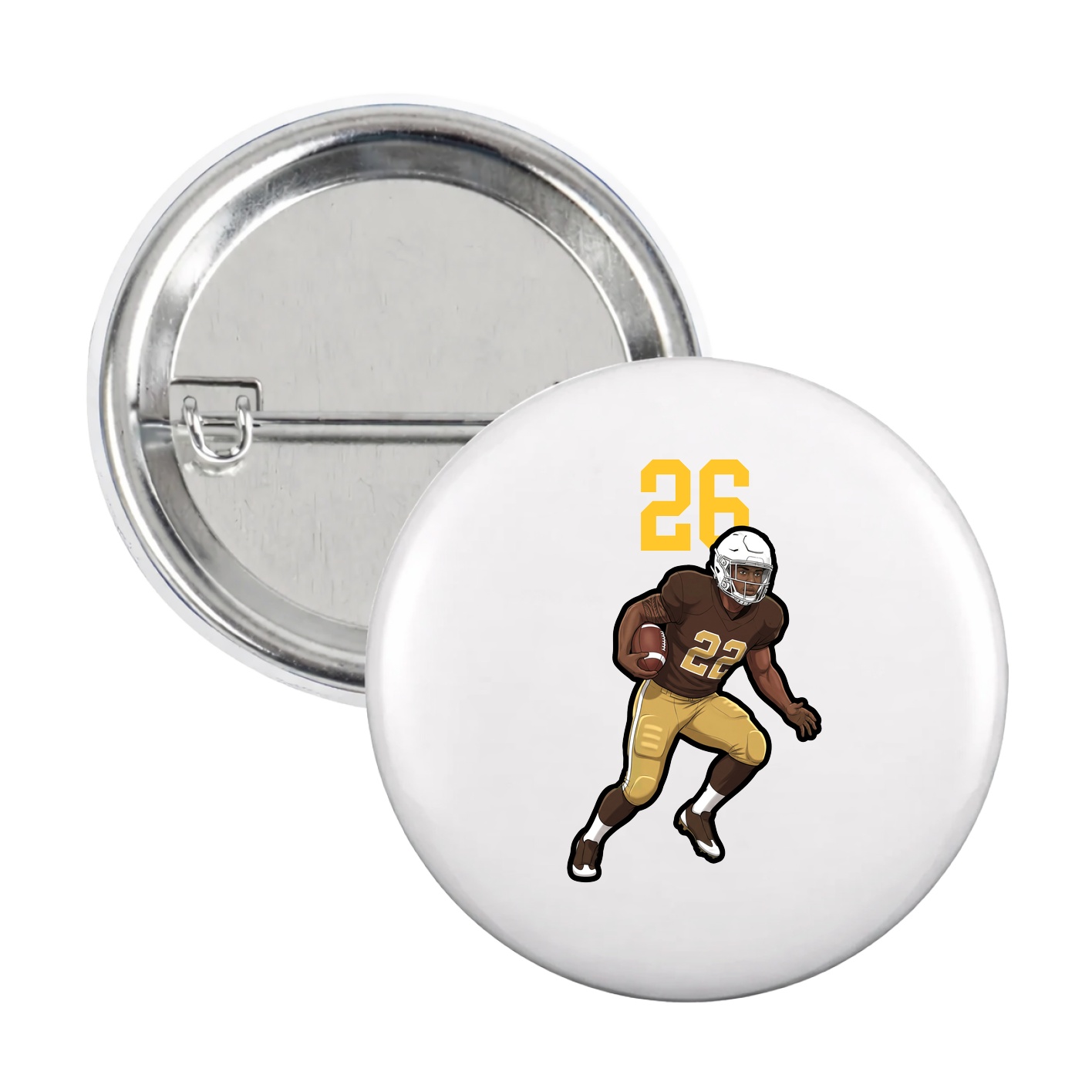 Game Day Button — Number Top in White