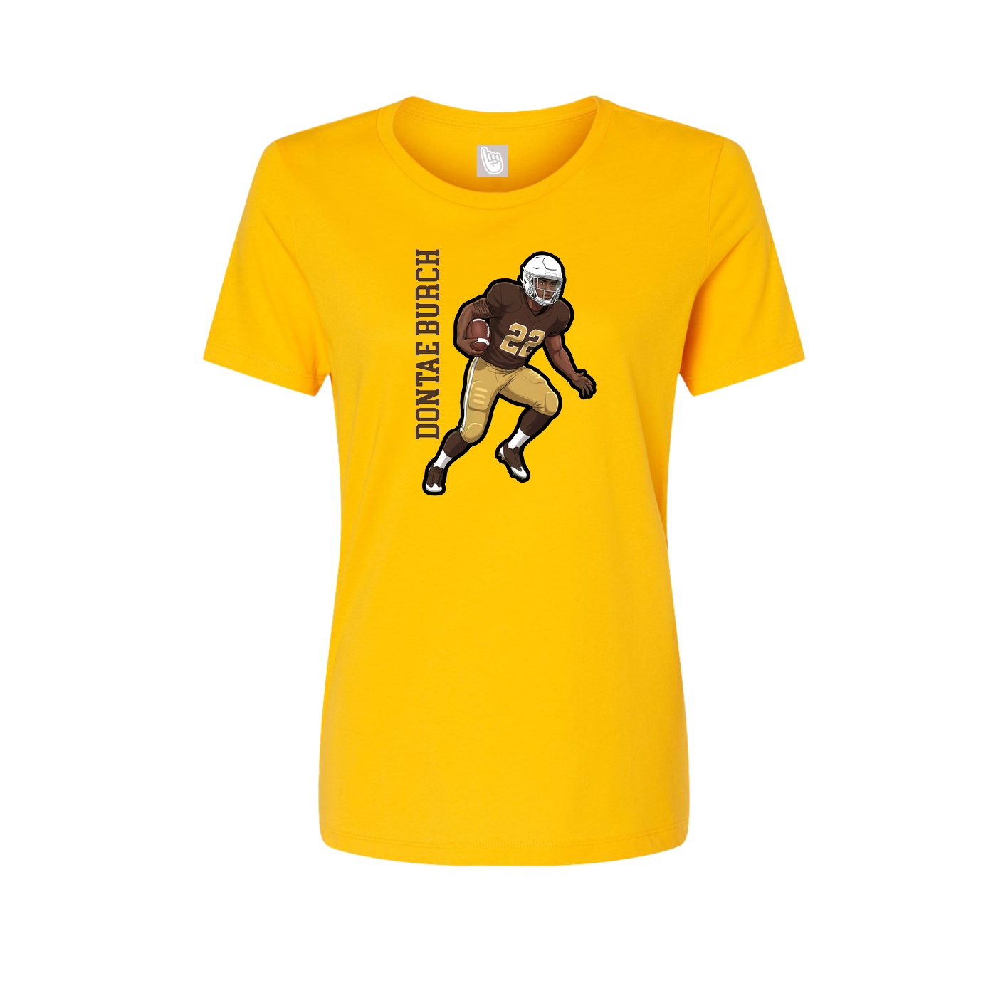 Fitted Women's Tee — Name Vertical in Gold
