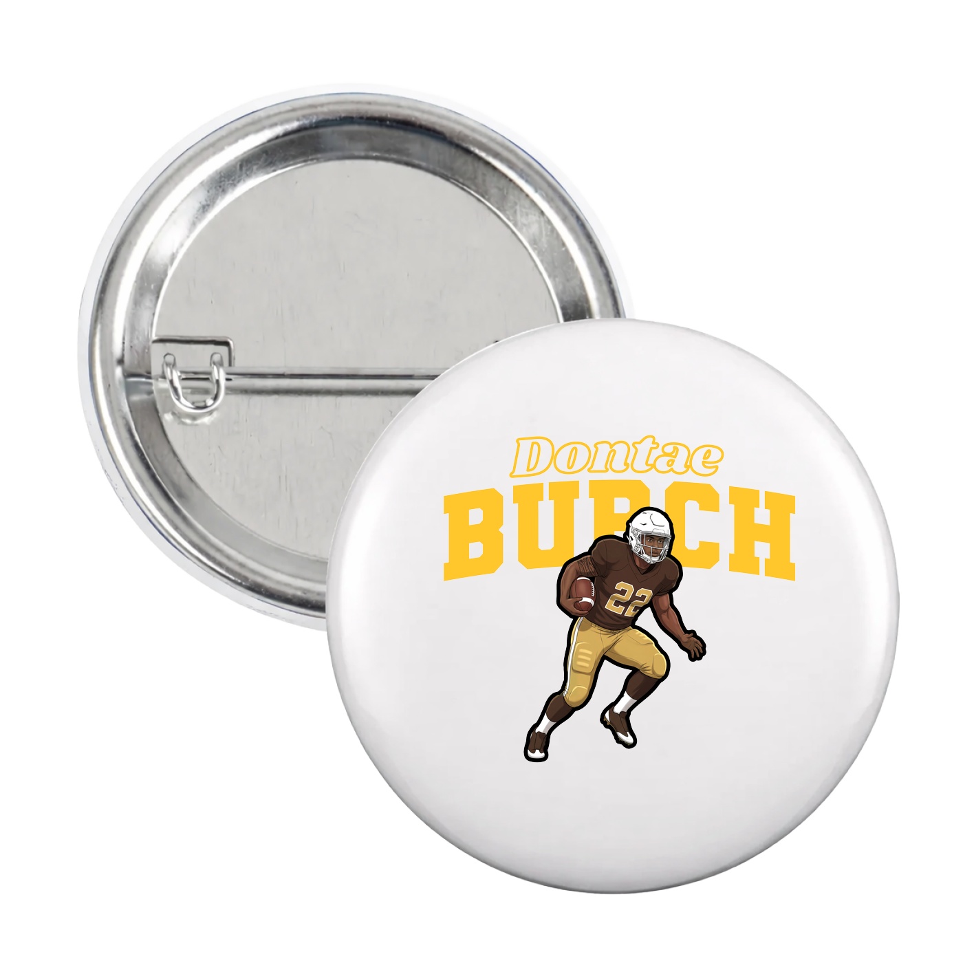 Game Day Button — Name Arch in White