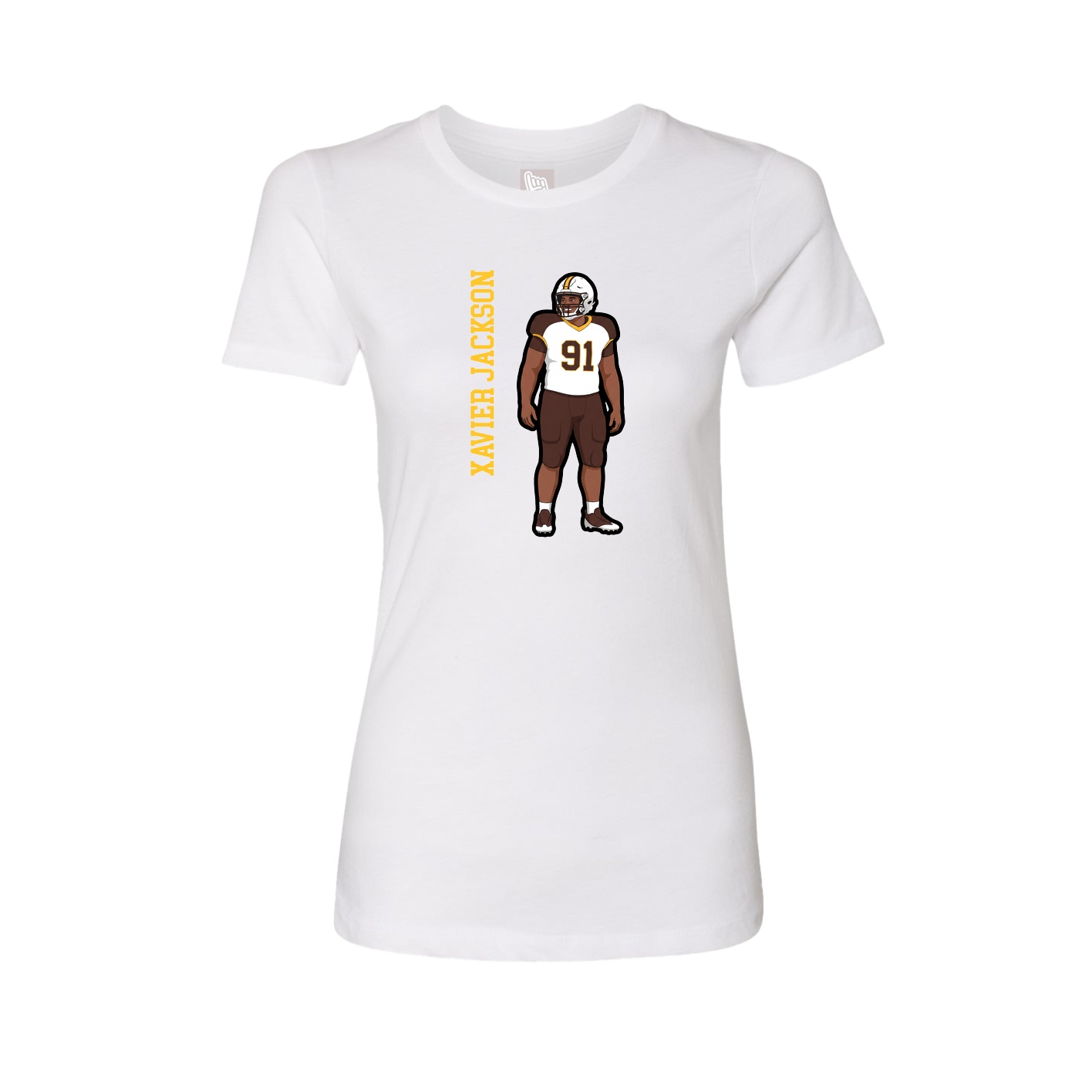 Fitted Women's Tee — Name Vertical in White