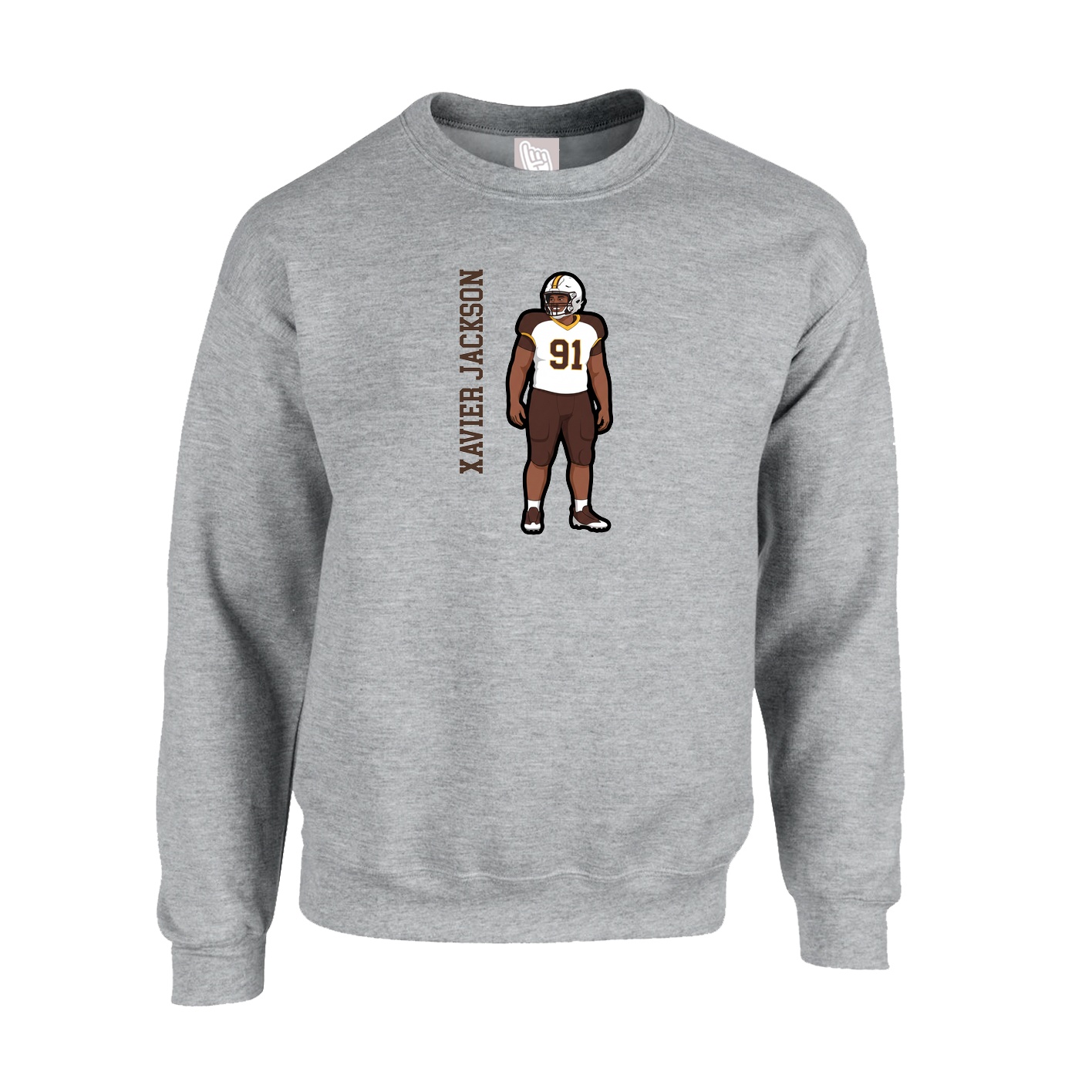 Fleece Crew — Name Vertical in Grey