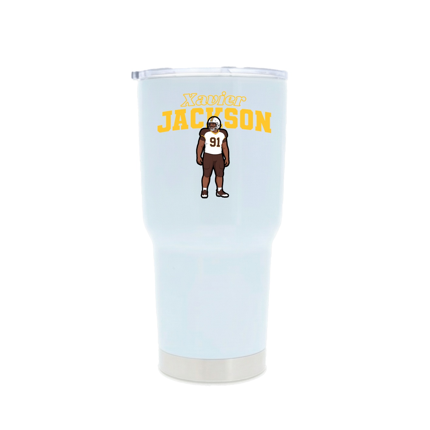 30oz Stainless Steel Tumbler — Name Arch in White