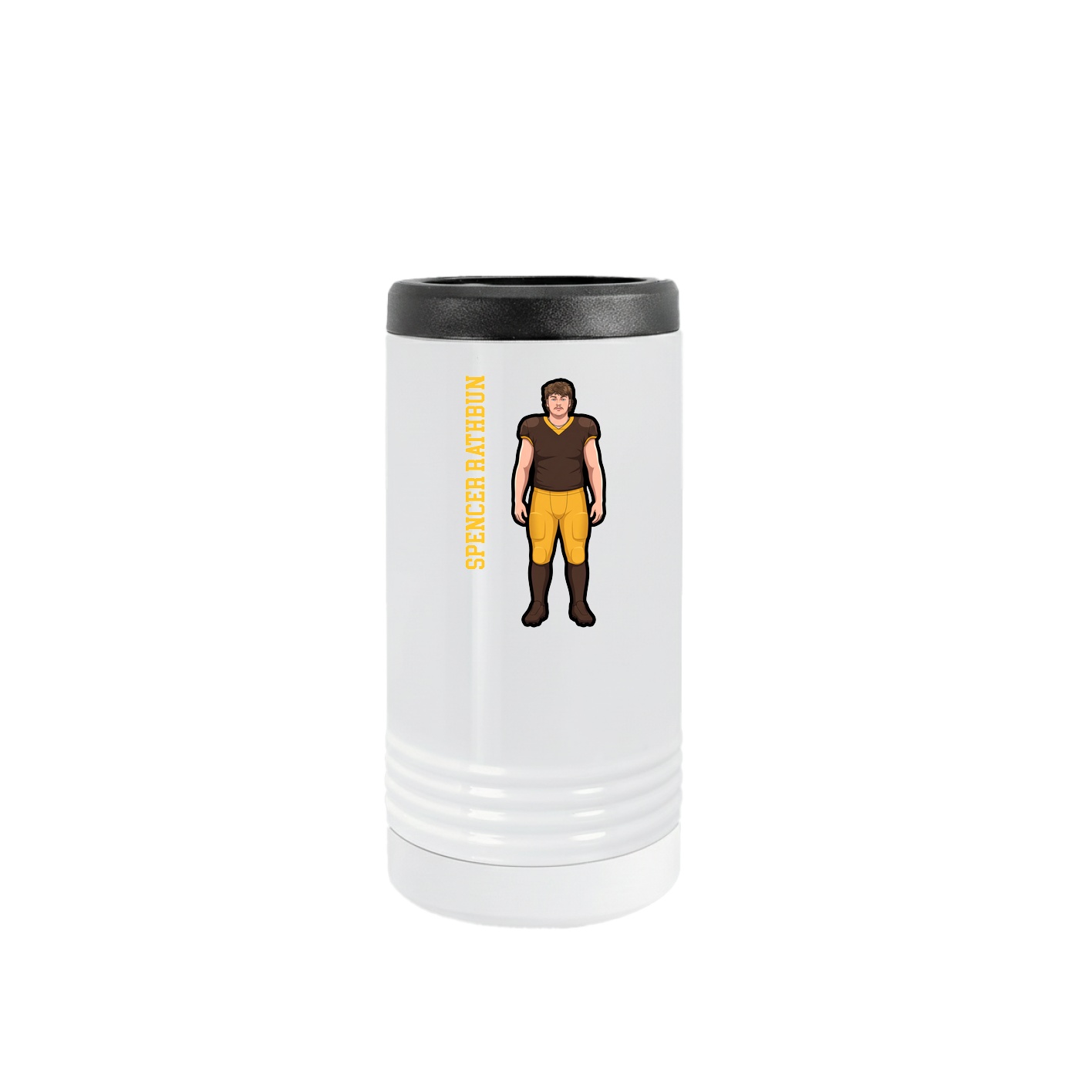 Slim Beverage Holder — Name Vertical in White