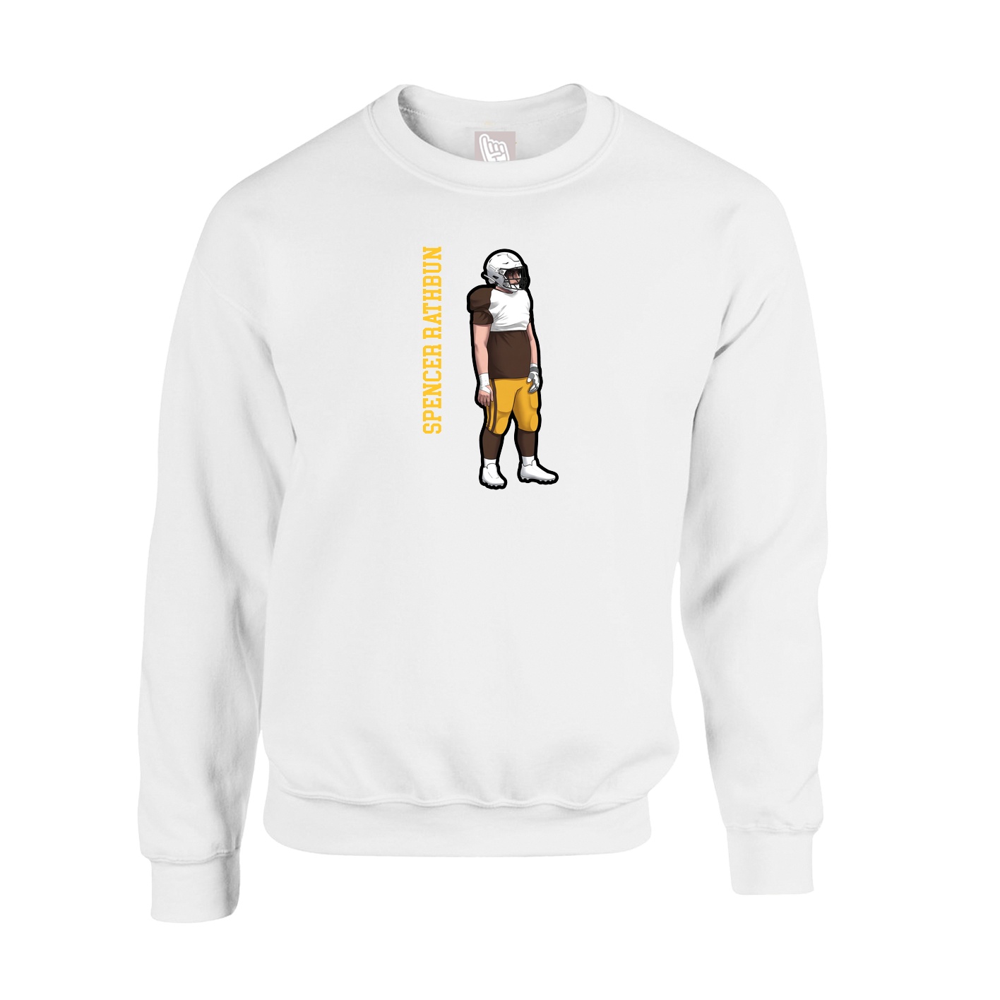 Fleece Crew — Name Vertical in White
