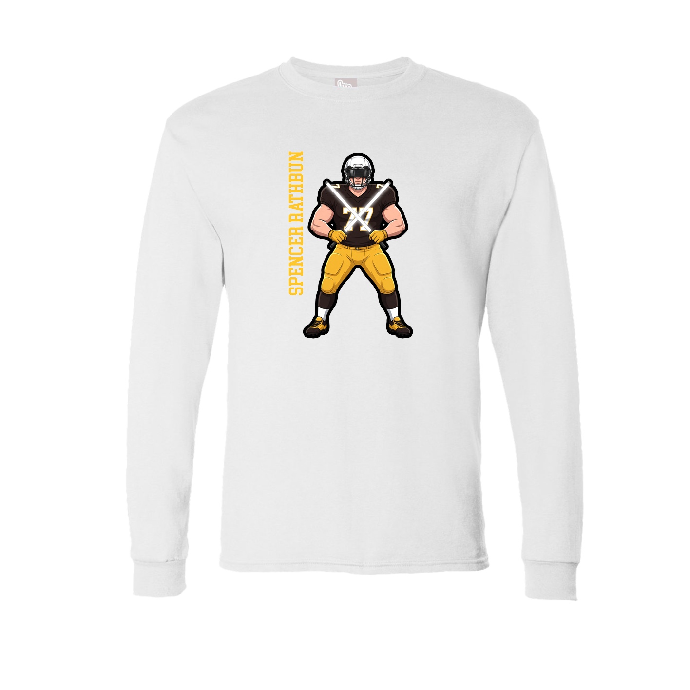 Long Sleeve Tee — Name Vertical in White