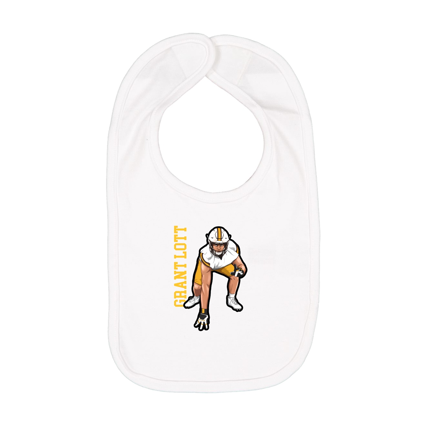 Infant Bib — Name Vertical in White