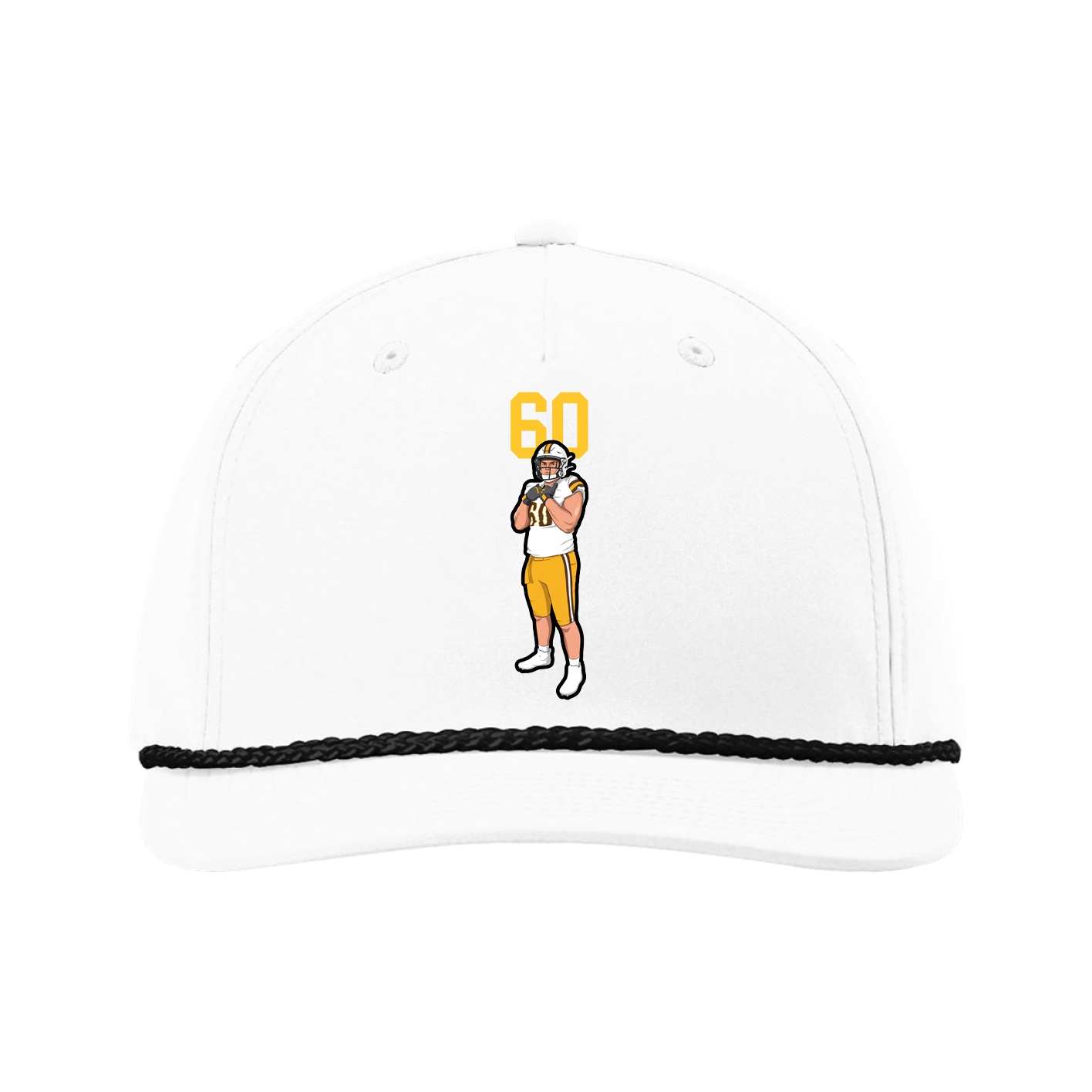 Five-Panel Classic Rope Cap — Number Top in White