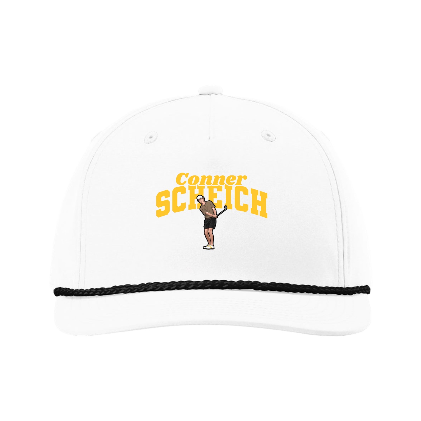 Five-Panel Classic Rope Cap — Signature Arch in White