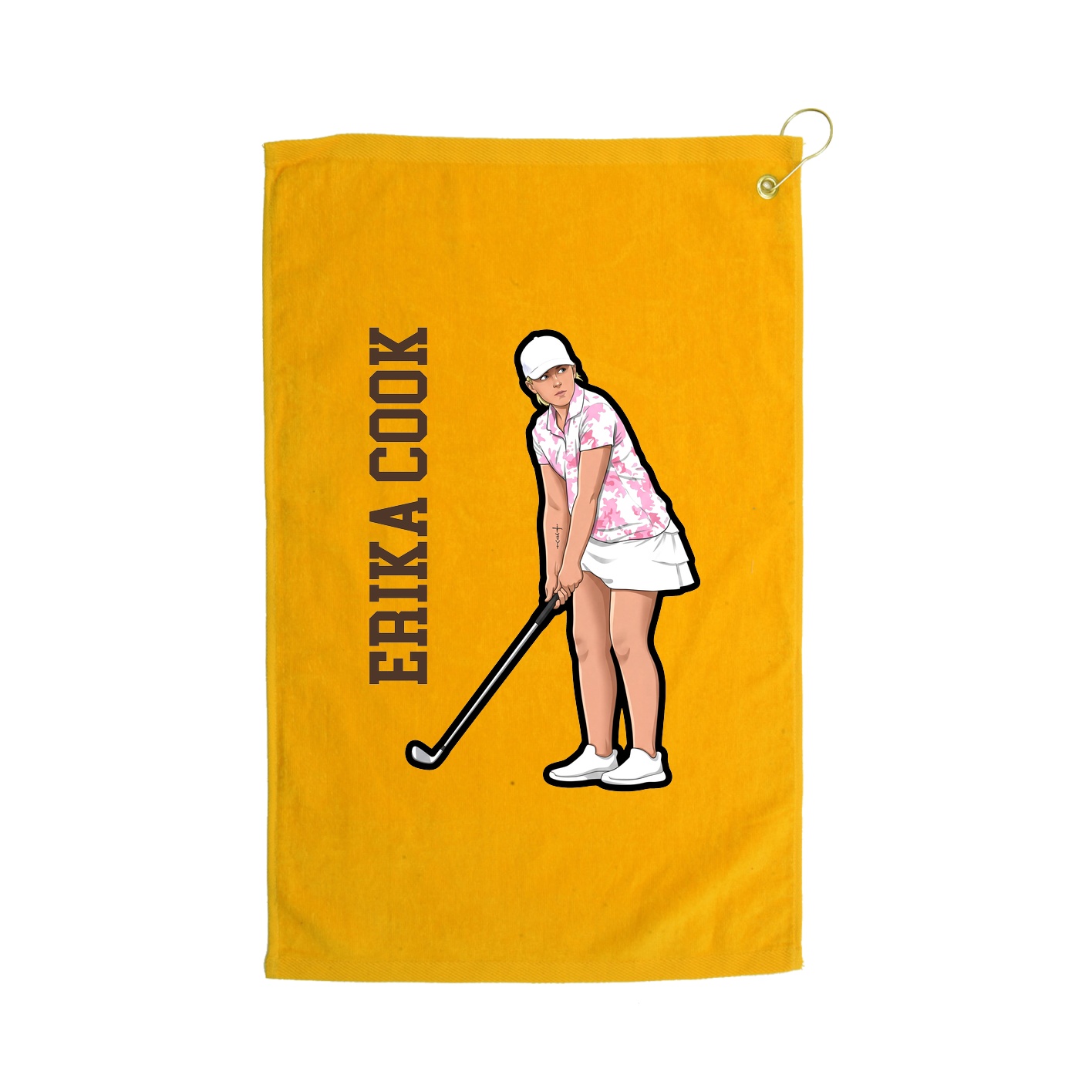 Golf Towel — Name Vertical in Gold