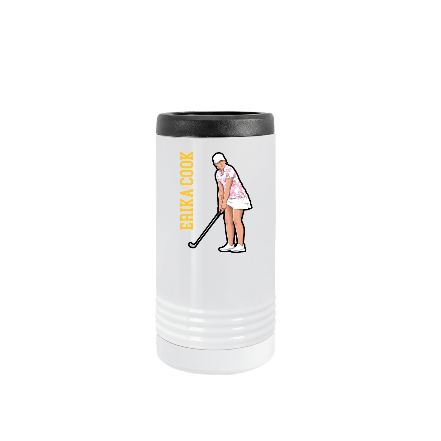 Slim Beverage Holder — Name Vertical in White