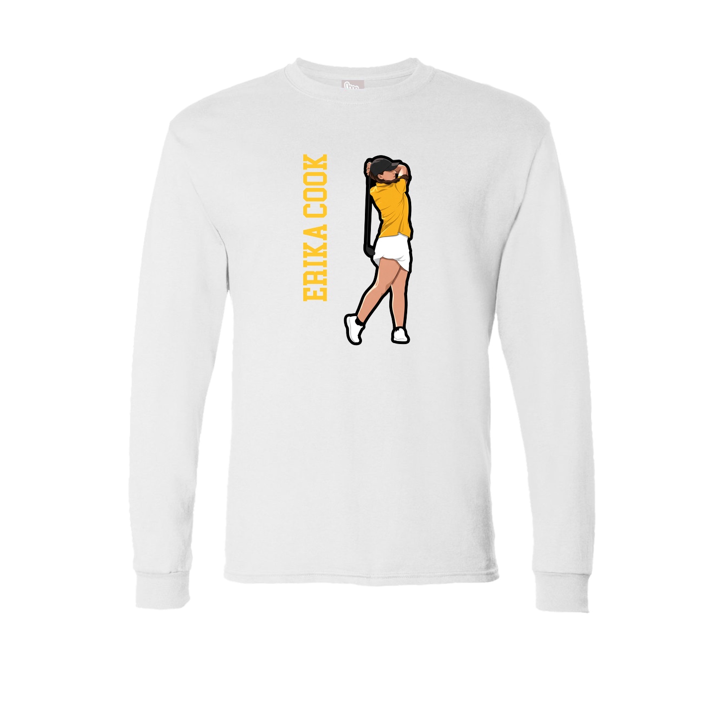 Long Sleeve Tee — Name Vertical in White