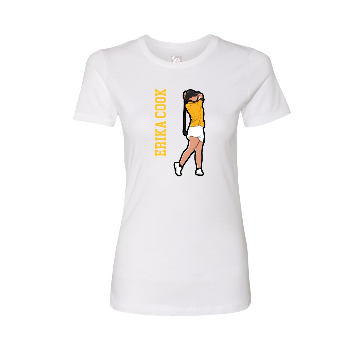 Fitted Women's Tee — Name Vertical in White