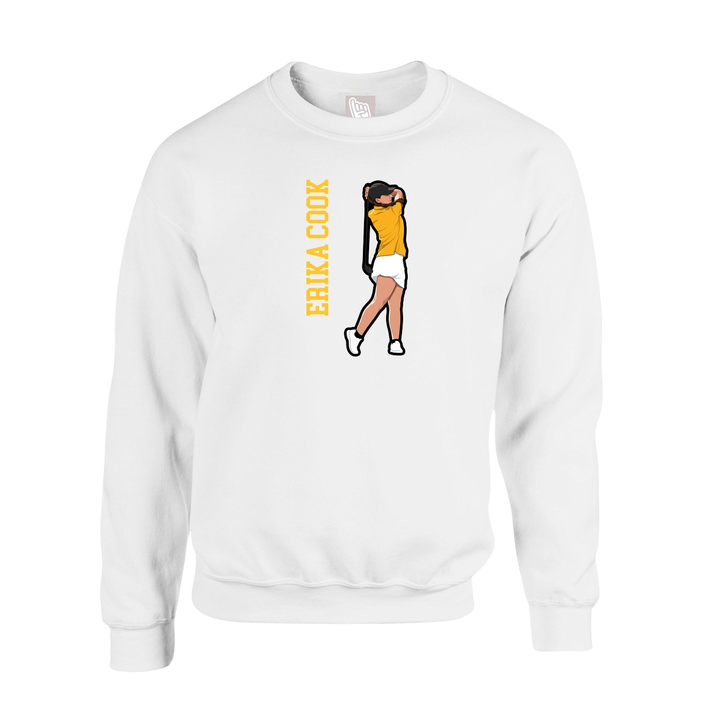 Fleece Crew — Name Vertical in White