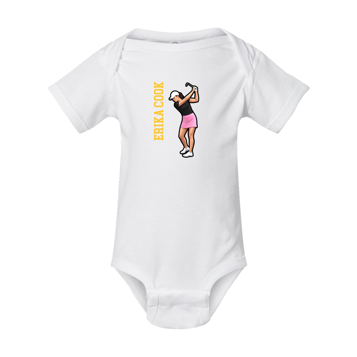 Baby Onesie — Name Vertical in White