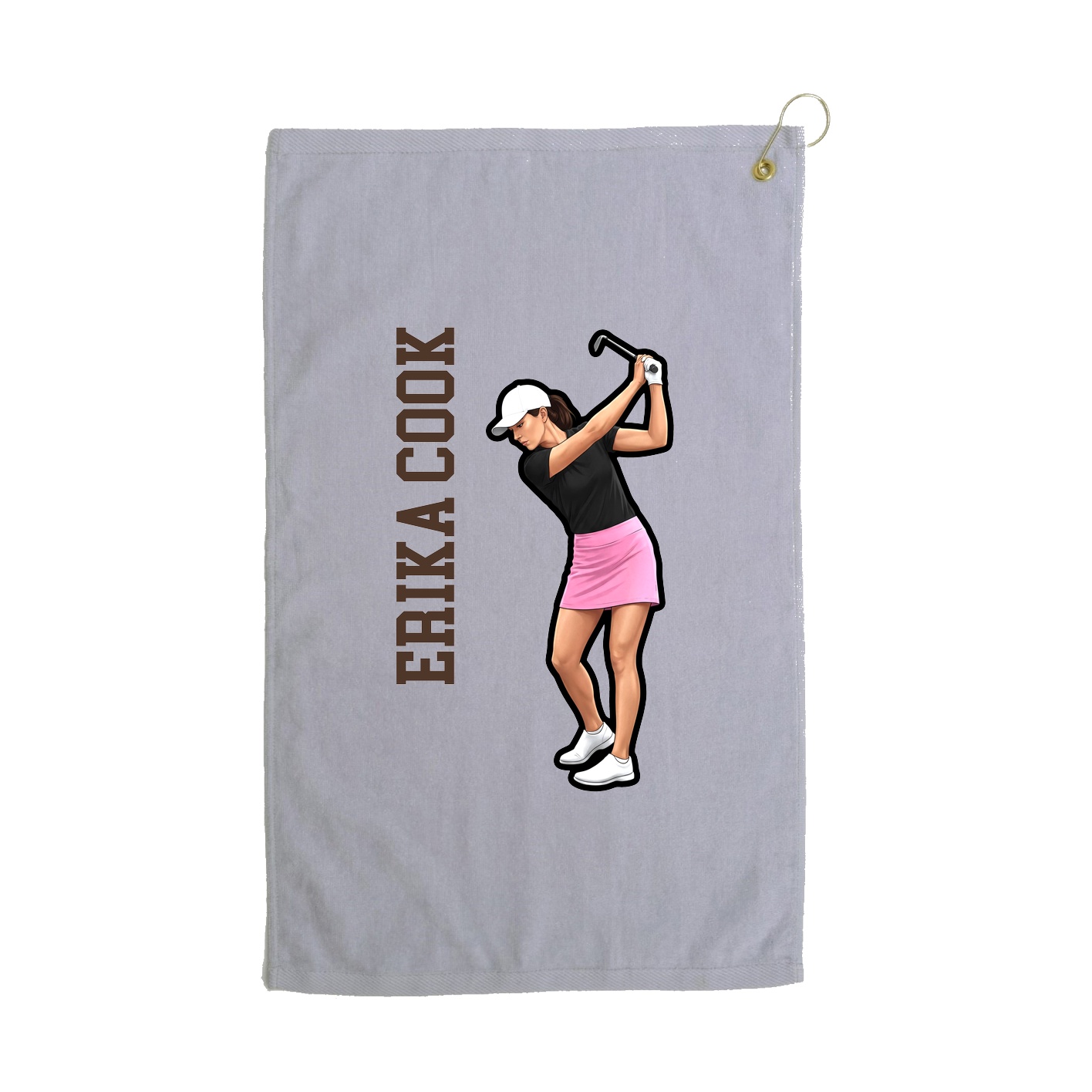 Golf Towel — Name Vertical in Grey