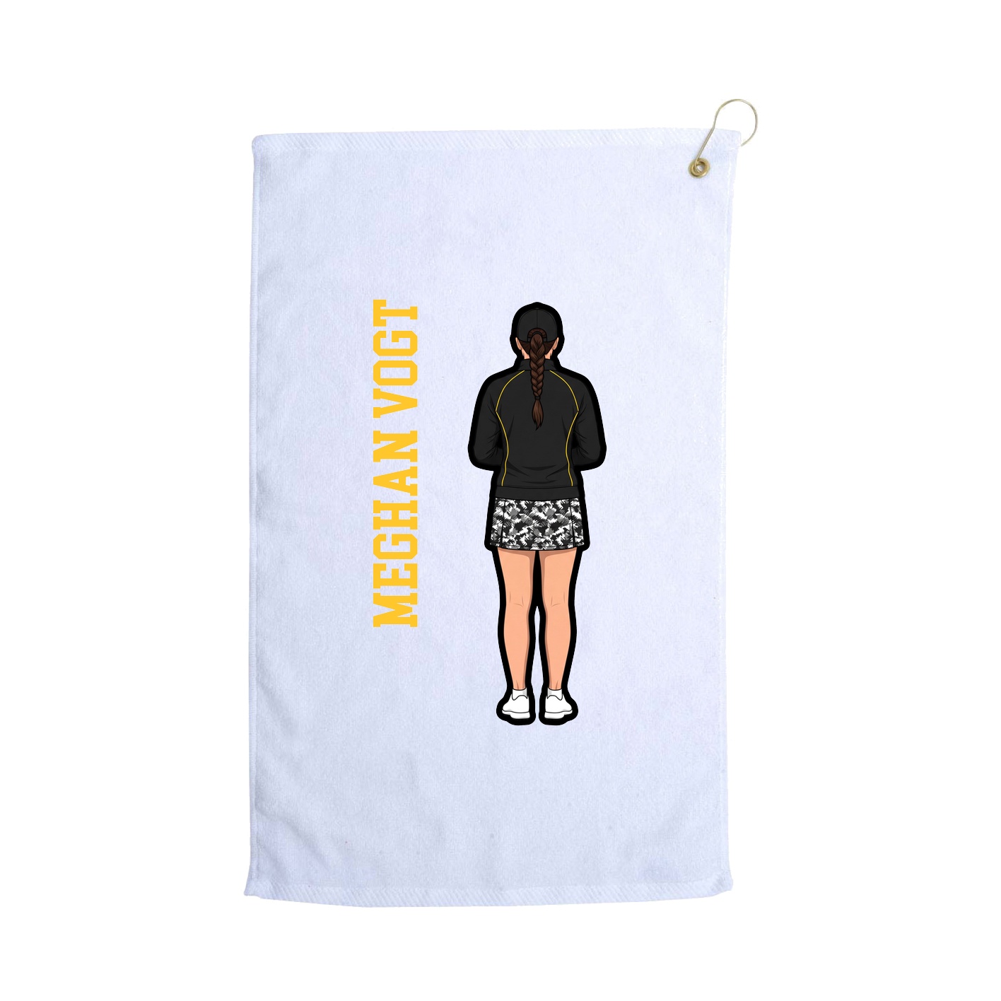 Golf Towel — Name Vertical in White