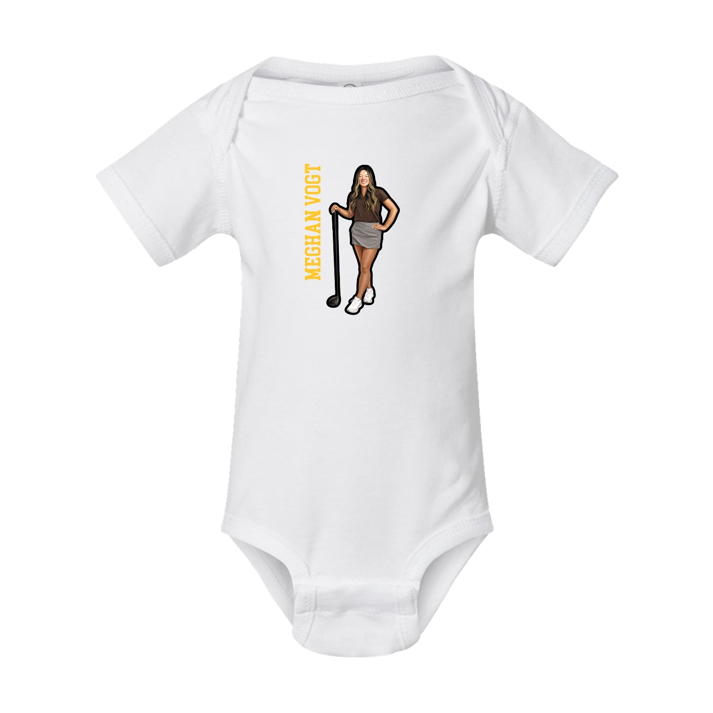 Baby Onesie — Name Vertical in White