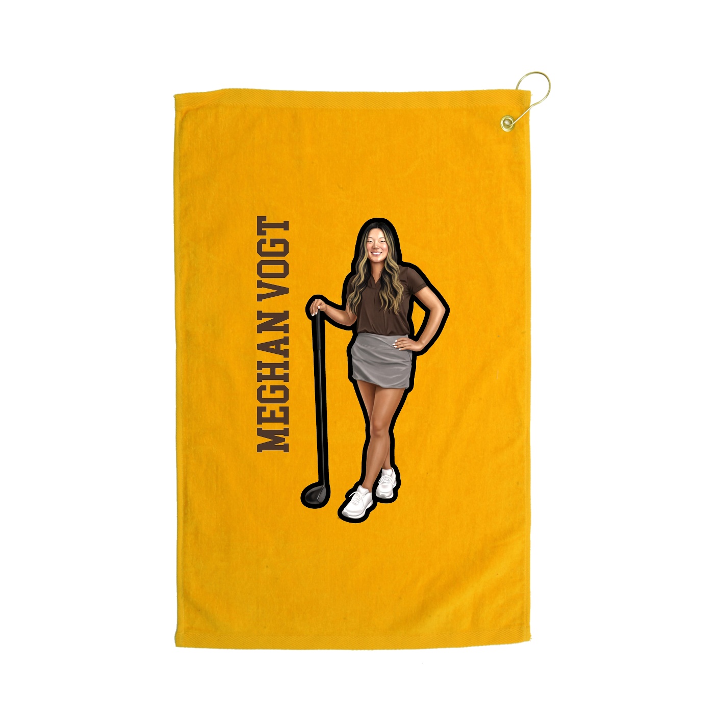 Golf Towel — Name Vertical in Gold
