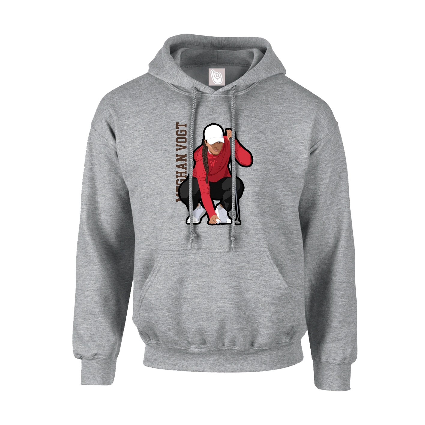 Youth Hoodie — Name Vertical in Grey