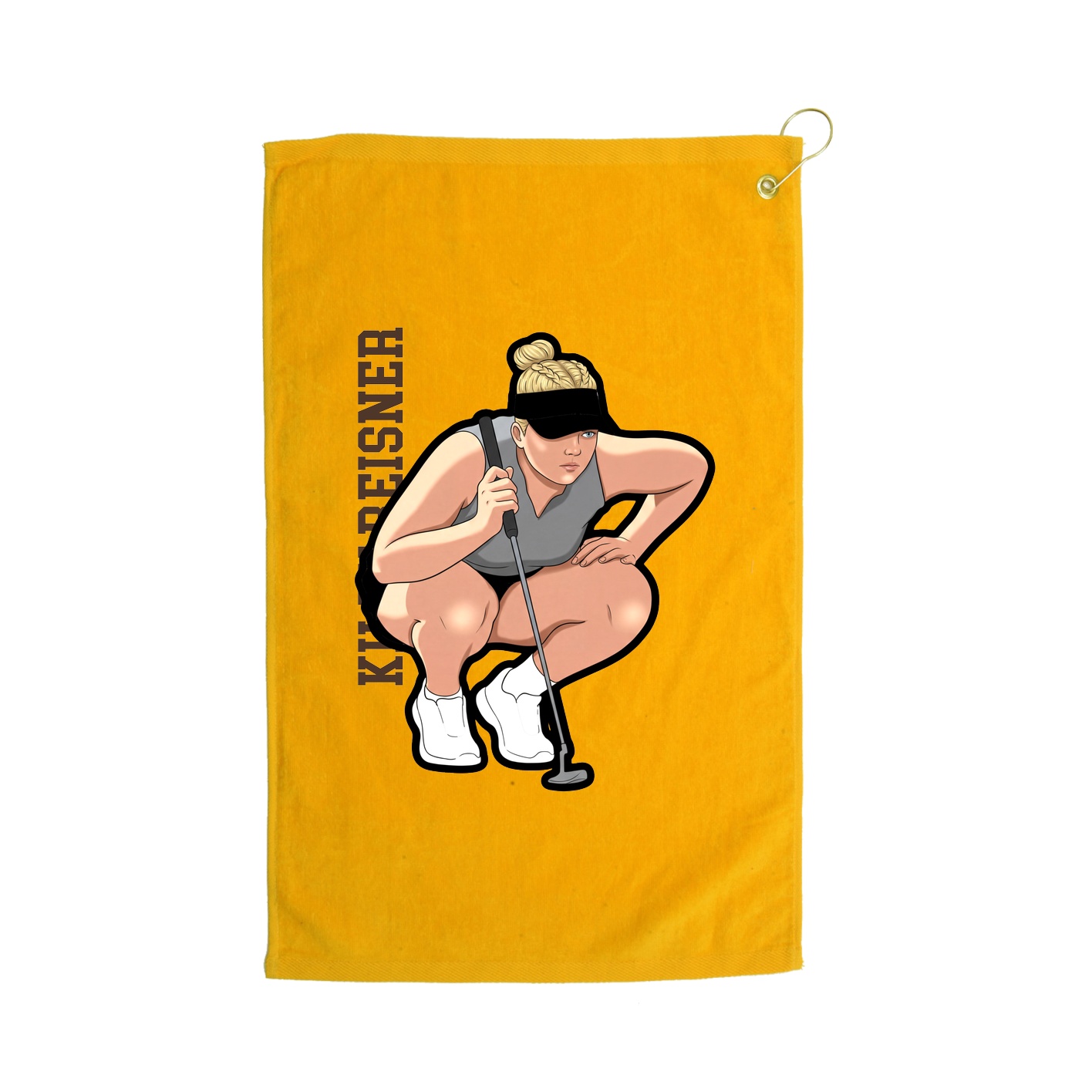 Golf Towel — Name Vertical in Gold