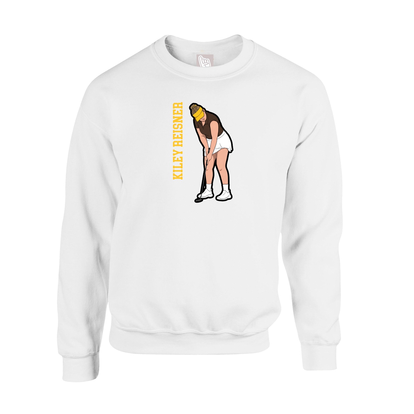 Fleece Crew — Name Vertical in White