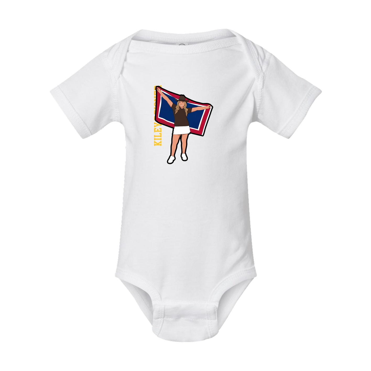 Baby Onesie — Name Vertical in White