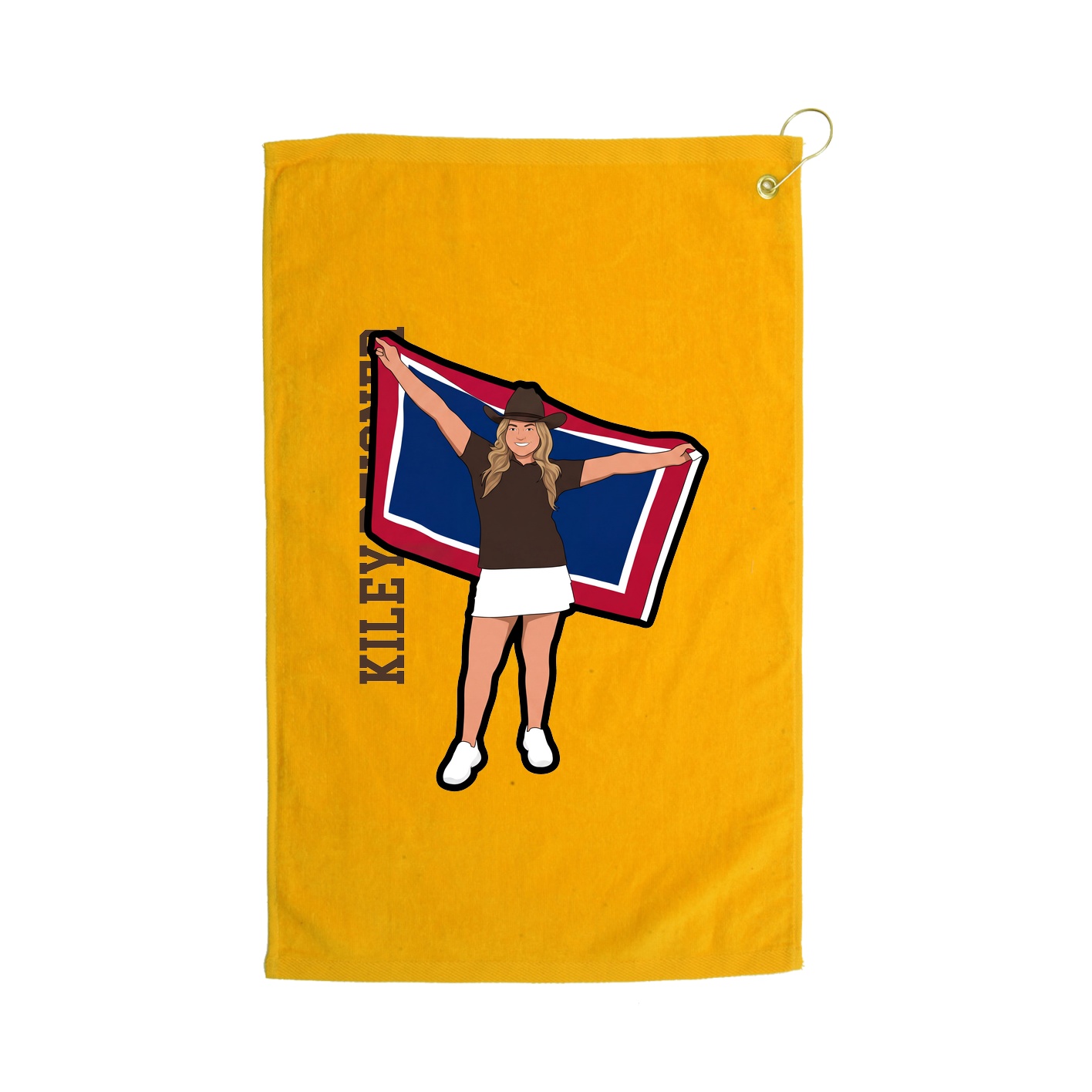 Golf Towel — Name Vertical in Gold