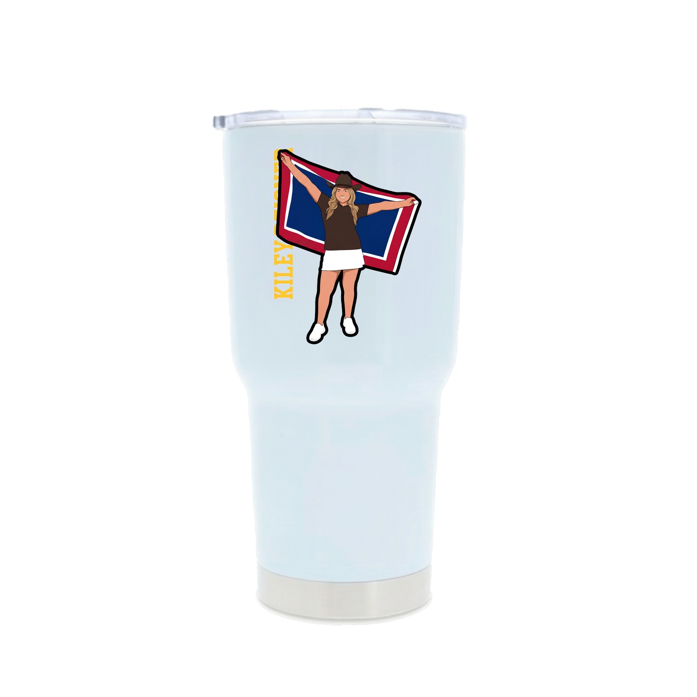 30oz Stainless Steel Tumbler — Name Vertical in White
