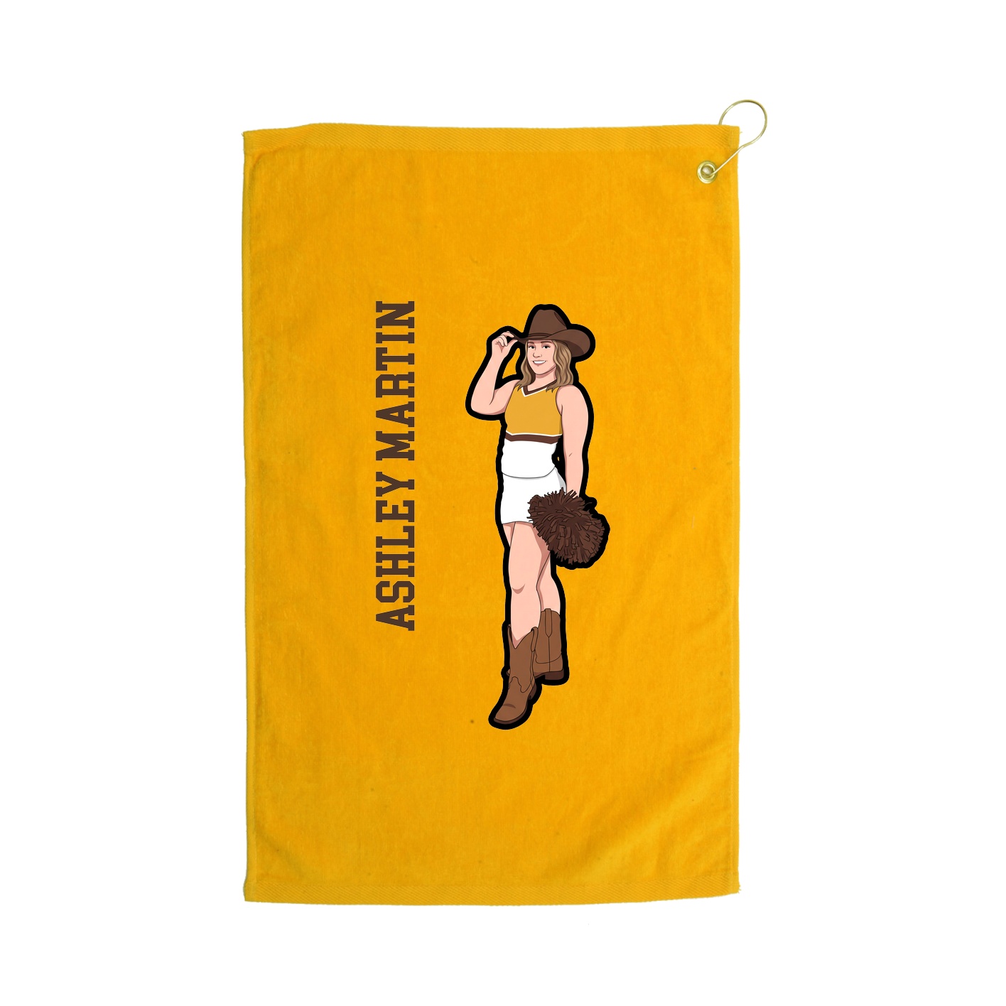 Golf Towel — Name Vertical in Gold