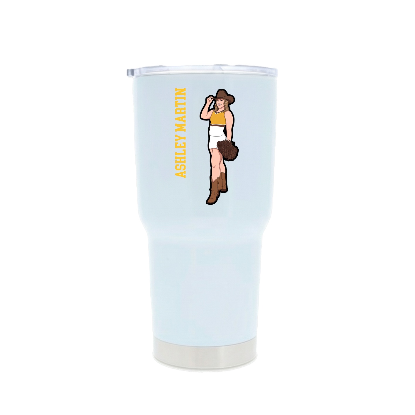 30oz Stainless Steel Tumbler — Name Vertical in White