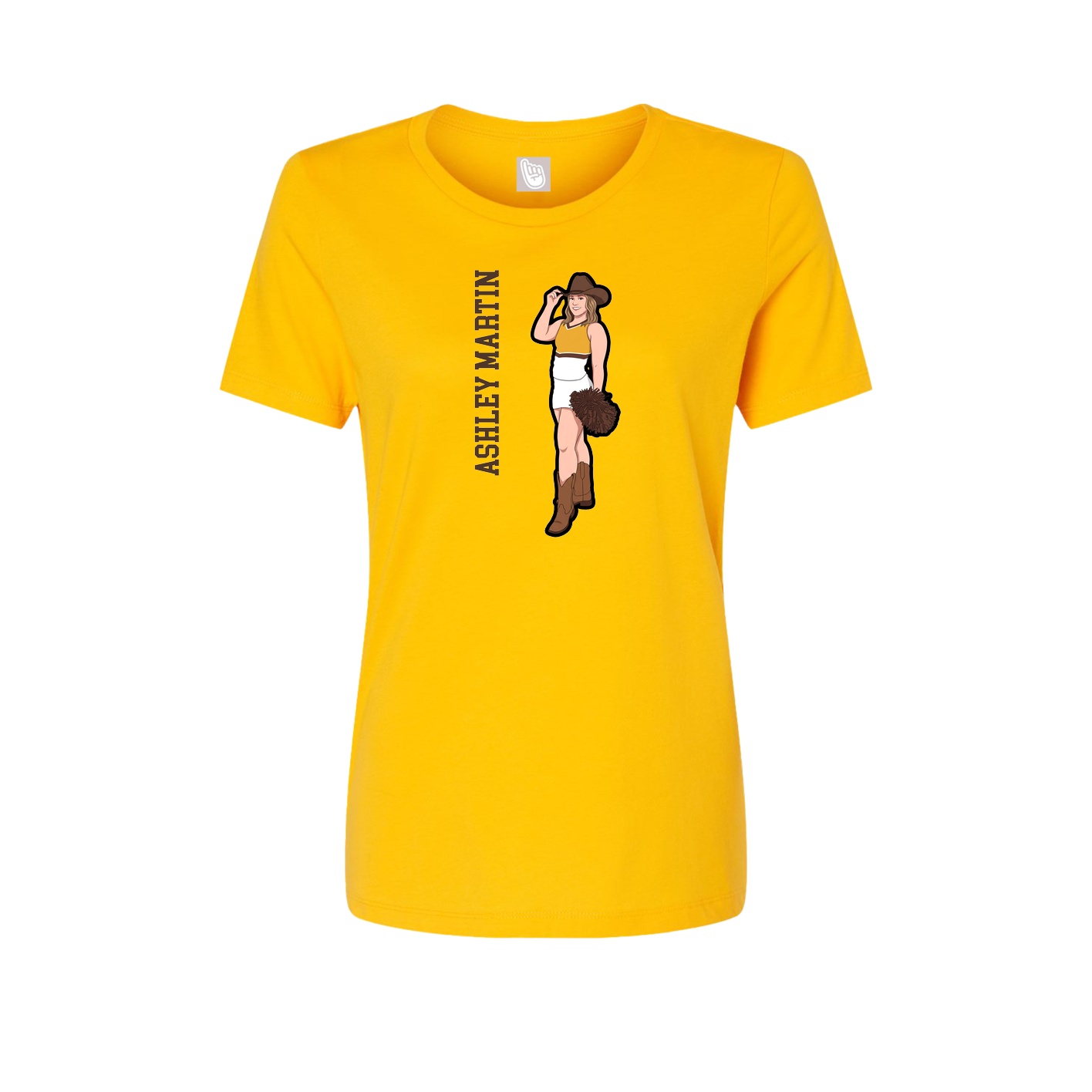Fitted Women's Tee — Name Vertical in Gold