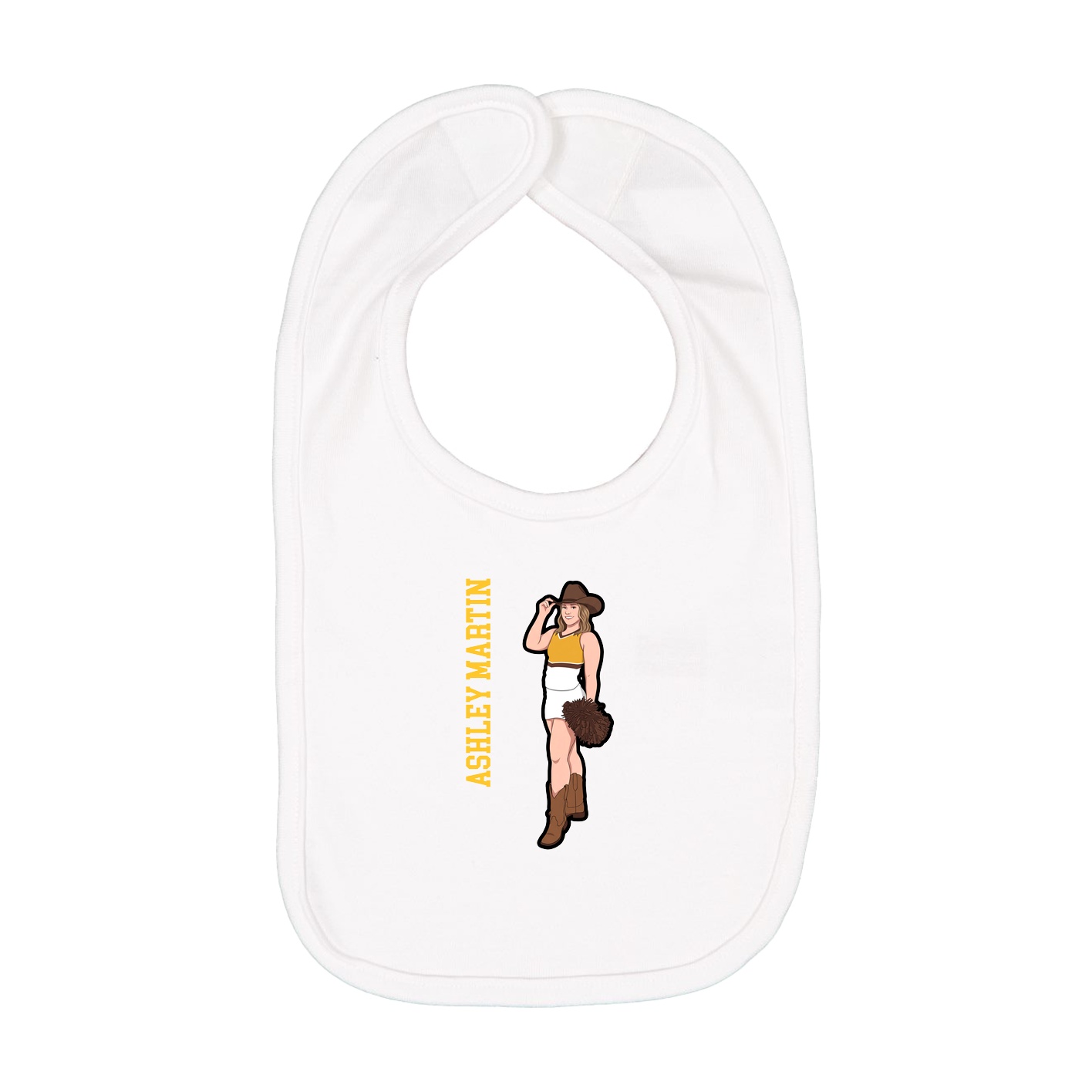 Infant Bib — Name Vertical in White