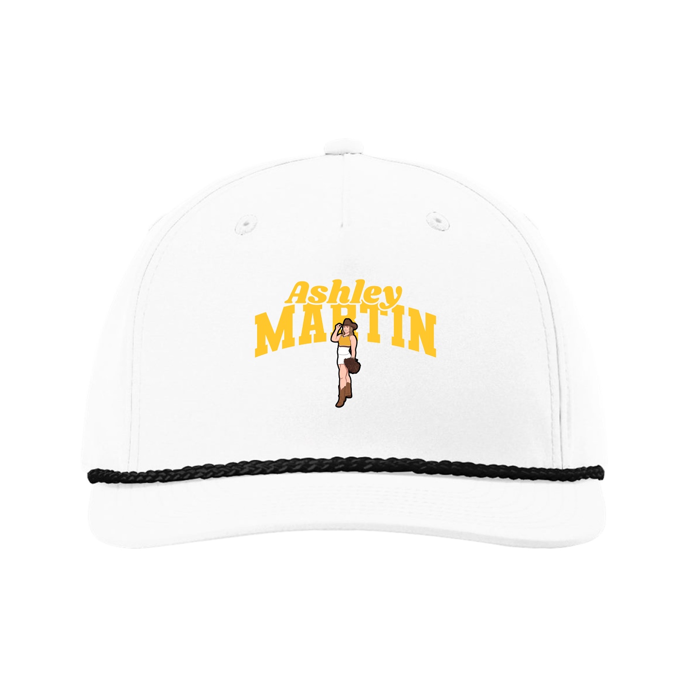Five-Panel Classic Rope Cap — Signature Arch in White