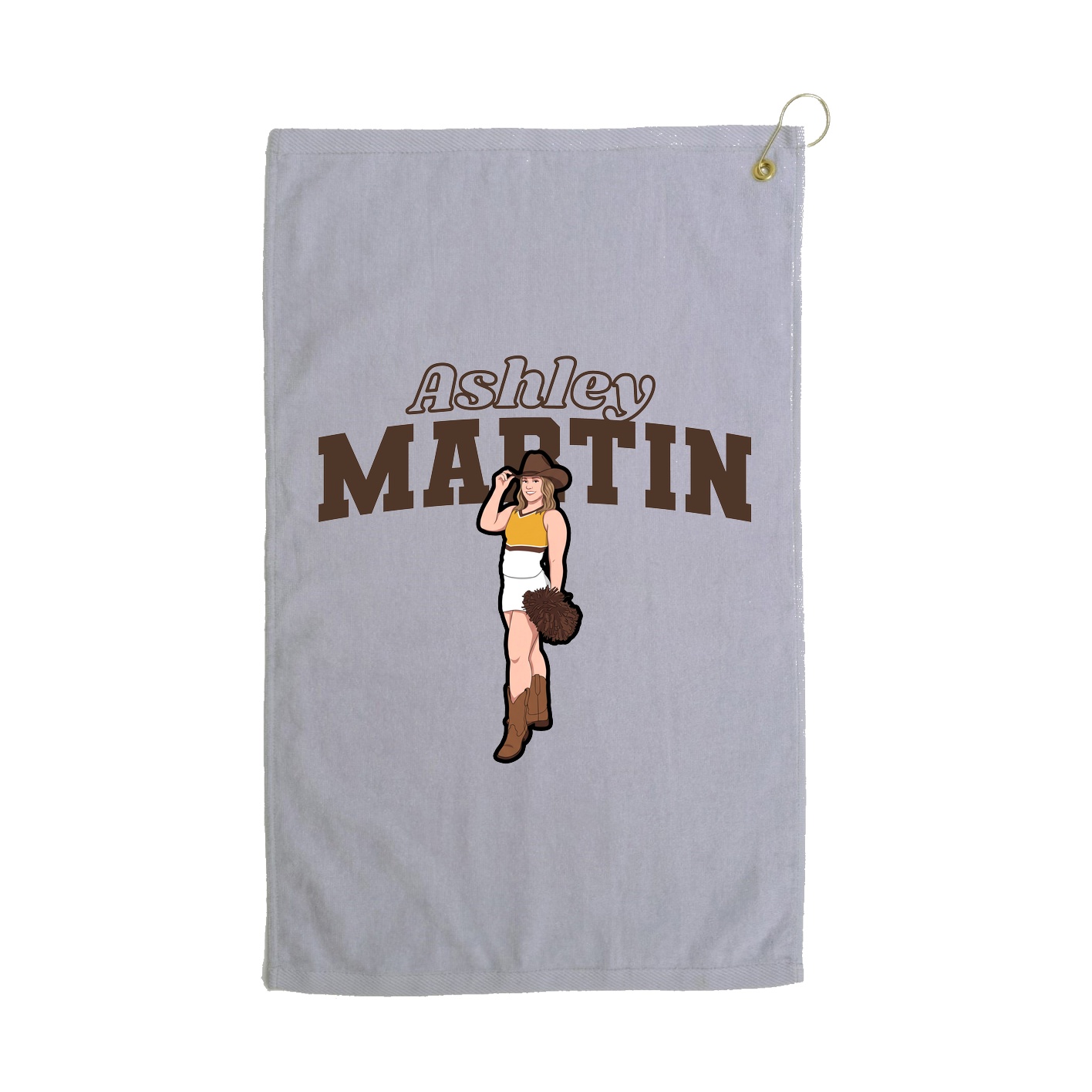 Golf Towel — Name Arch in Grey