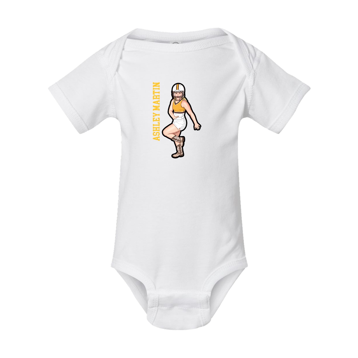 Baby Onesie — Name Vertical in White